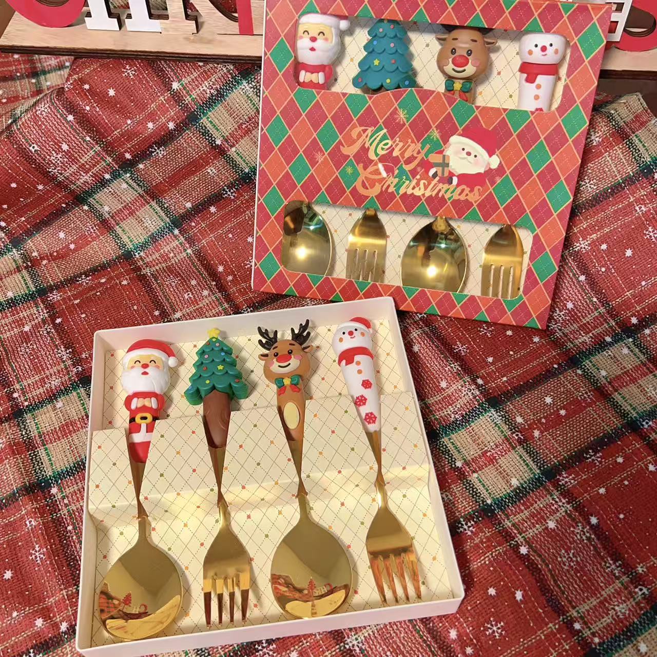 Christmas Fork and Spoon Set- Set of 4 | Christmas Gift