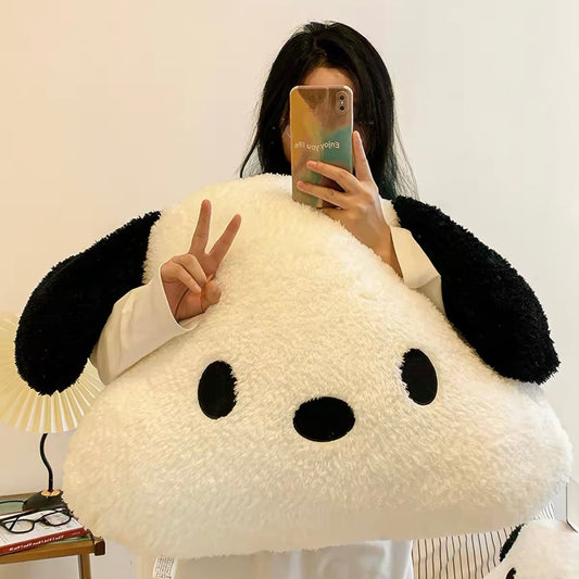 Super-Sized Fluffy Dog Hug Pillow - Removable Washable Cover, Ultimate Softness & Versatile Design