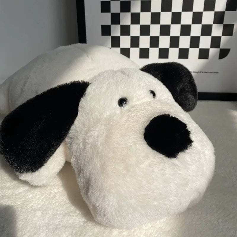 Adorable Monochrome Puppy Plush Pillow | Soft and Cozy Decor or Seat Cushion Option