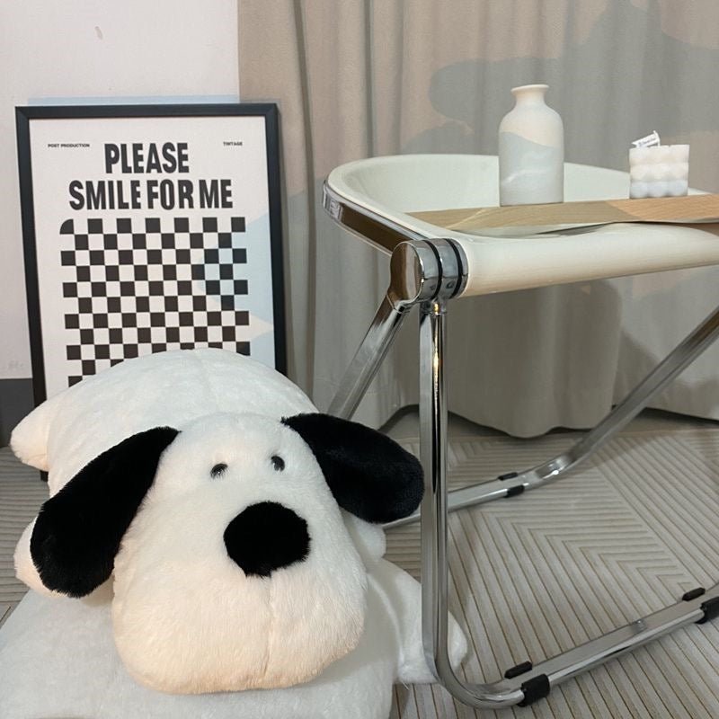 Adorable Monochrome Puppy Plush Pillow | Soft and Cozy Decor or Seat Cushion Option