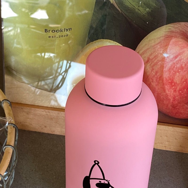 Black&Pink Puppy Stainless Steel Vacuum Insulated Bottle | Perfect for Couples