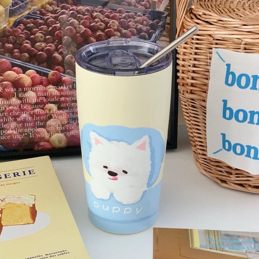 Oil Painting Dog Stainless Steel Travel Mug