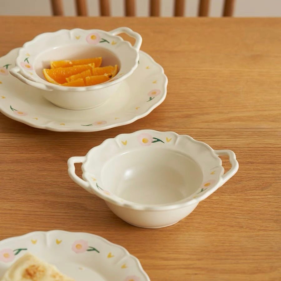 Creamy White Floral Series Ceramic Dinnerware Set