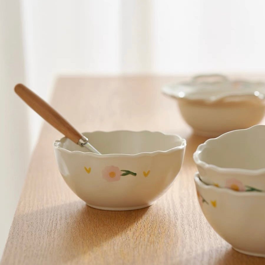 Creamy White Floral Series Ceramic Dinnerware Set