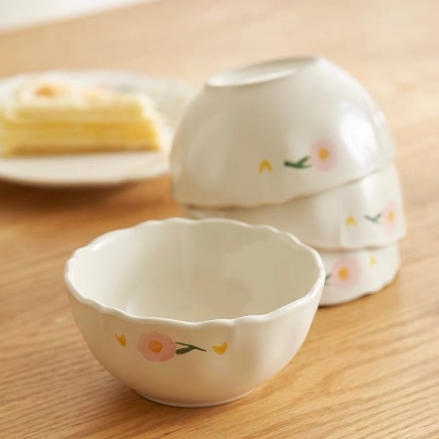 Creamy White Floral Series Ceramic Dinnerware Set