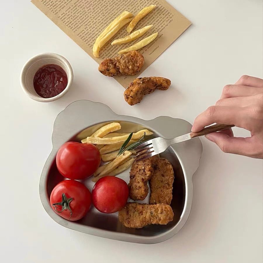 Cute Bear Stainless Steel Plate | 304 Stainless Steel | Dishwasher Safe - Wuli Home