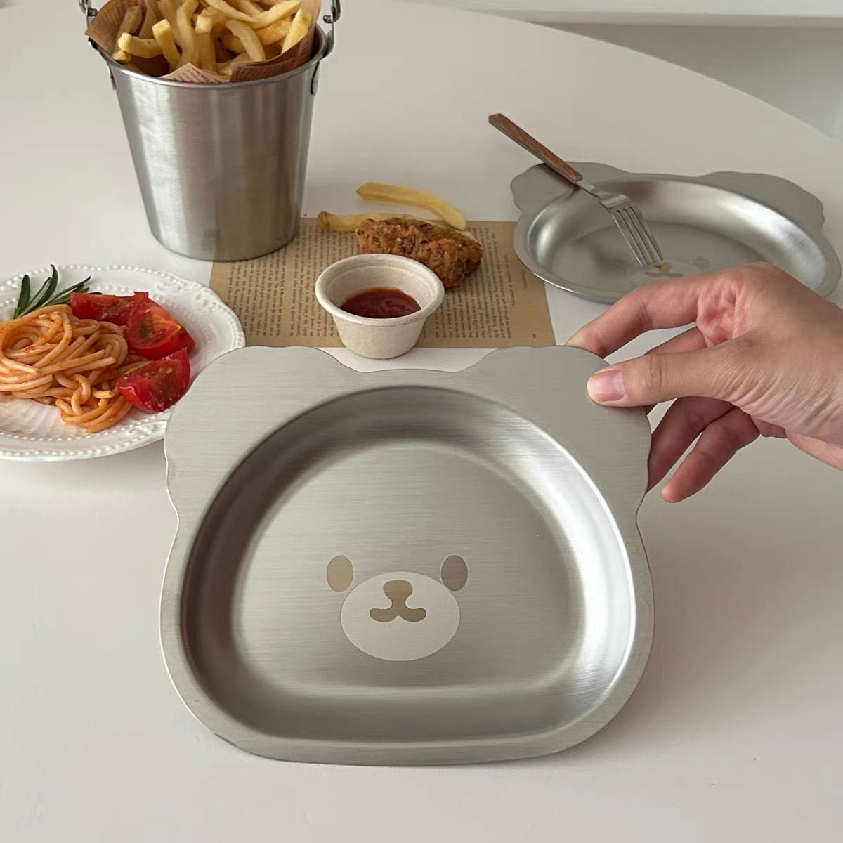 Cute Bear Stainless Steel Plate | 304 Stainless Steel | Dishwasher Safe - Wuli Home