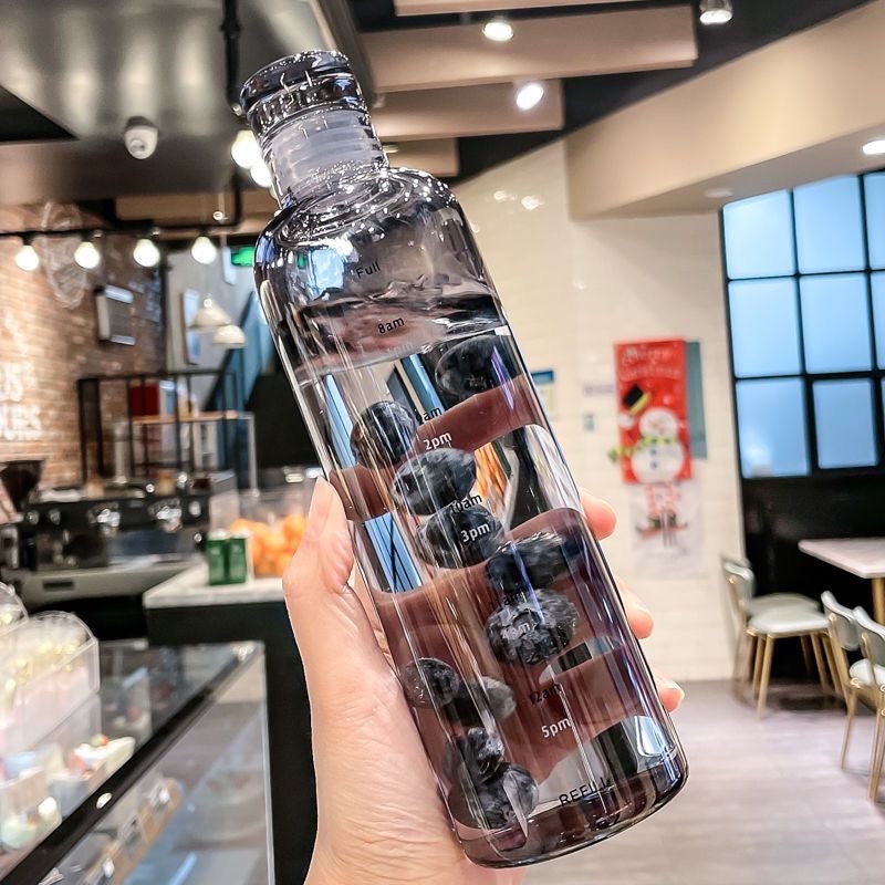Glass Water Bottle with Time Markers - Wuli Home