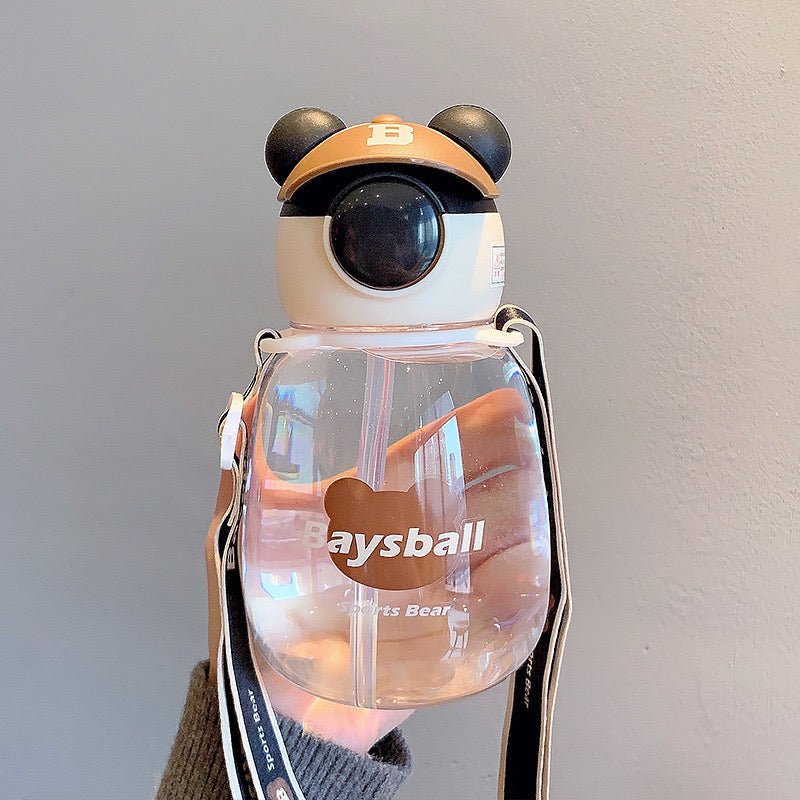 Hat-wearing Bear Portable Water Bottle with Straw - Wuli Home