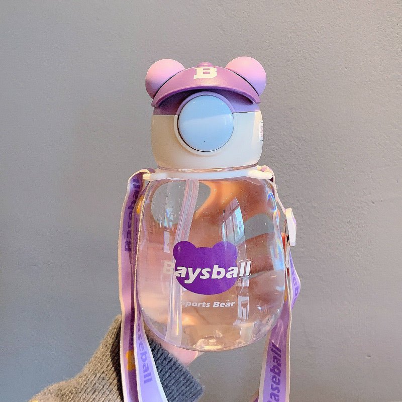 Hat-wearing Bear Portable Water Bottle with Straw - Wuli Home