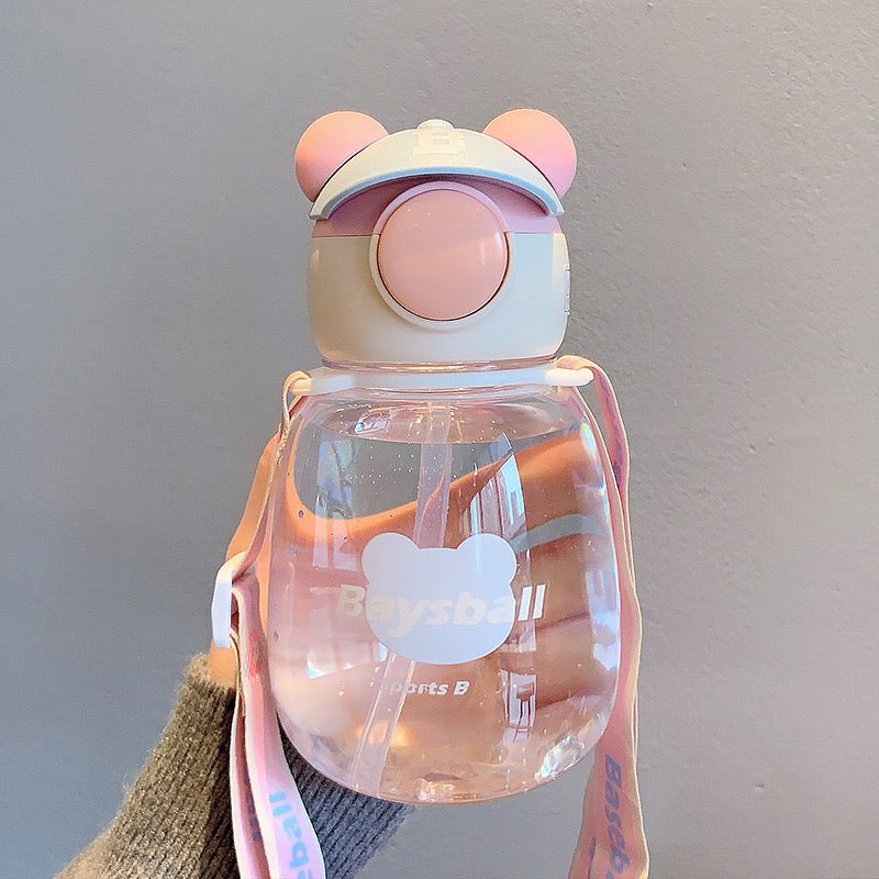 Hat-wearing Bear Portable Water Bottle with Straw - Wuli Home
