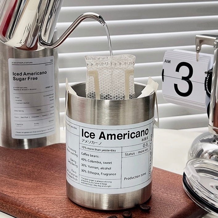 Ice Americano Stainless Coffee Mug with Straw - Wuli Home