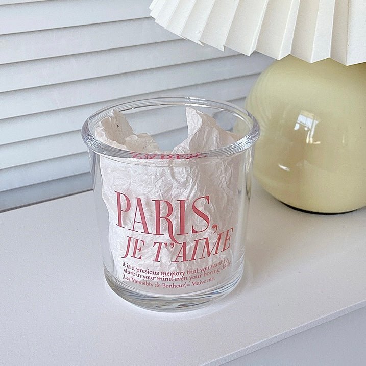 Paris Pink Wide-Mouth Glass Cup | Romantic ‘Paris, Je T’AIME’ Lettering, 400ML Capacity - Wuli Home