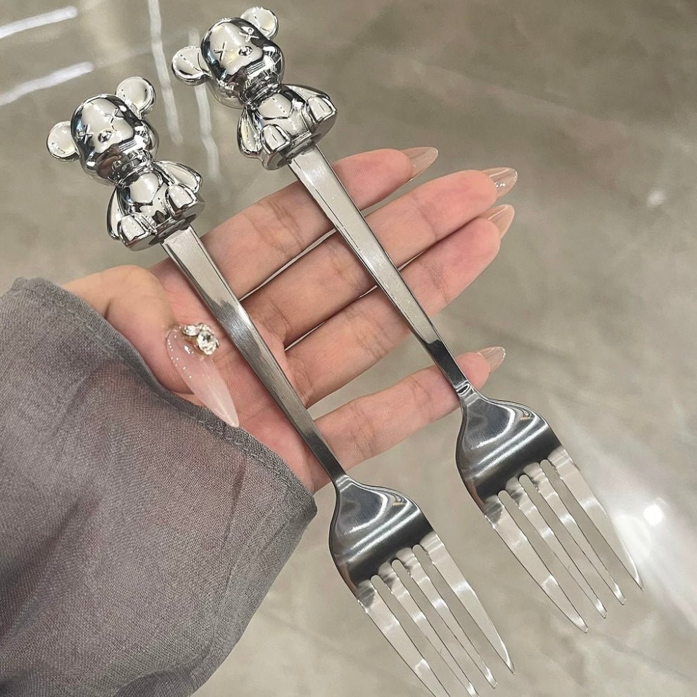 Silver Bear Spoon&Fork- Shimmering Silver Elegance - Wuli Home