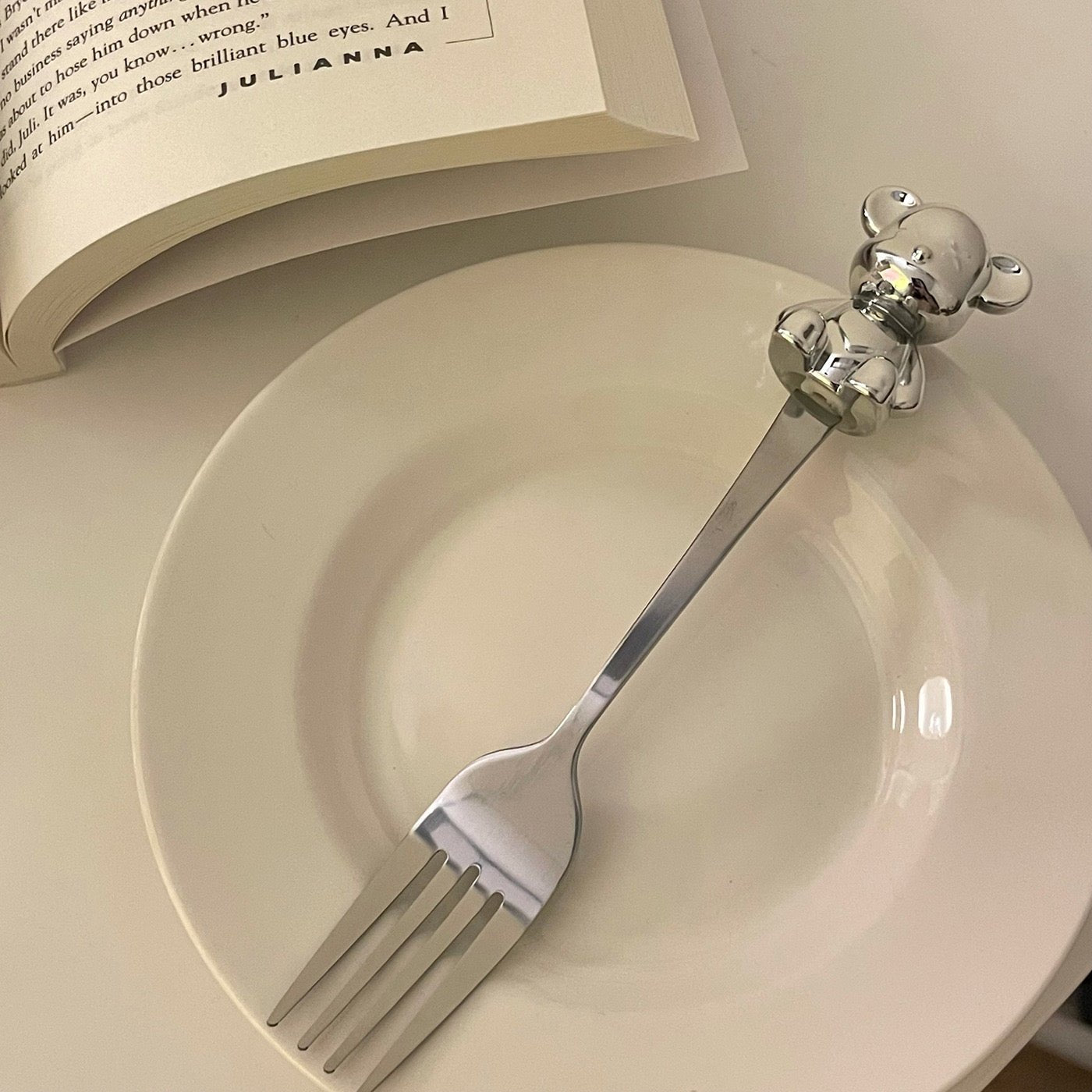 Silver Bear Spoon&Fork- Shimmering Silver Elegance - Wuli Home