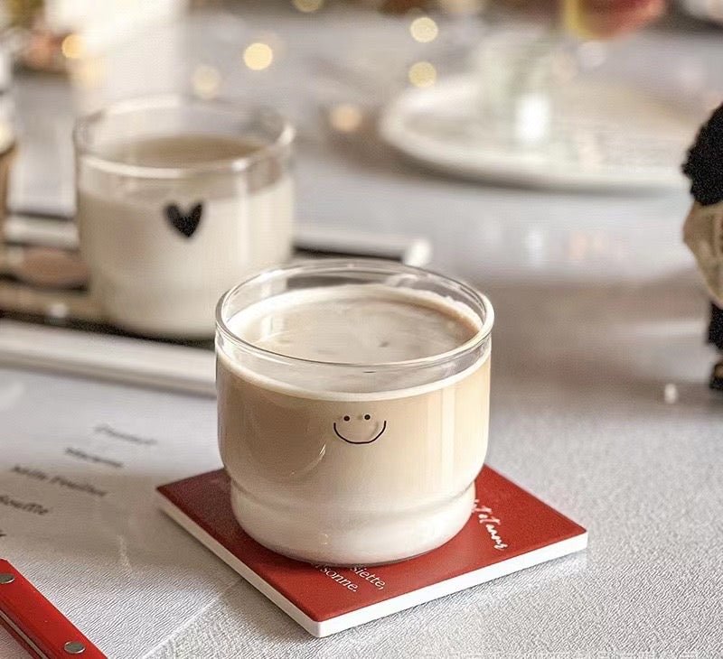 Smiley and Heart Glass Mug - Wuli Home