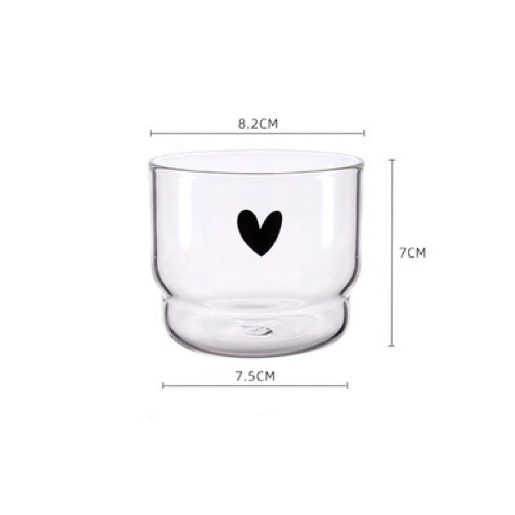 Smiley and Heart Glass Mug - Wuli Home