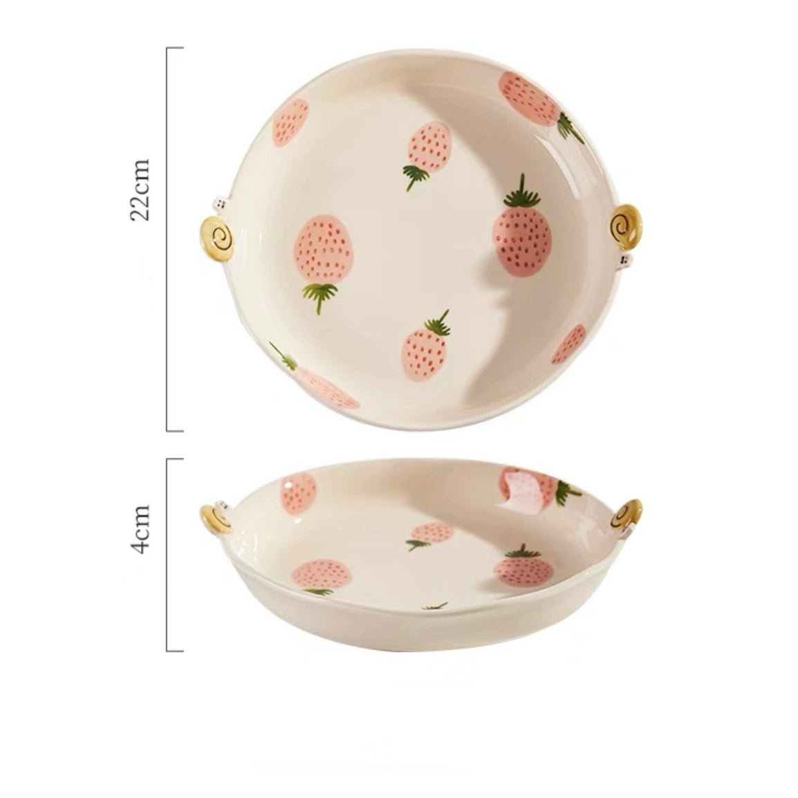 Strawberry & Snail Series Ceramic Dinnerware Set - Adorable Design with Strawberry Patterns - Wuli Home