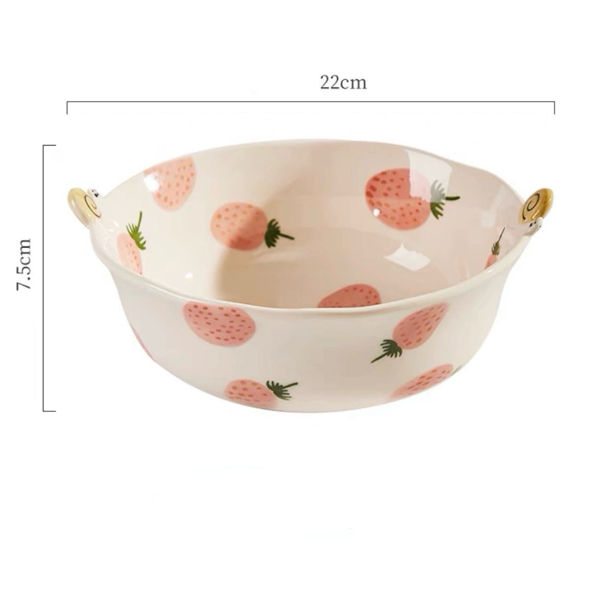 Strawberry & Snail Series Ceramic Dinnerware Set - Adorable Design with Strawberry Patterns - Wuli Home