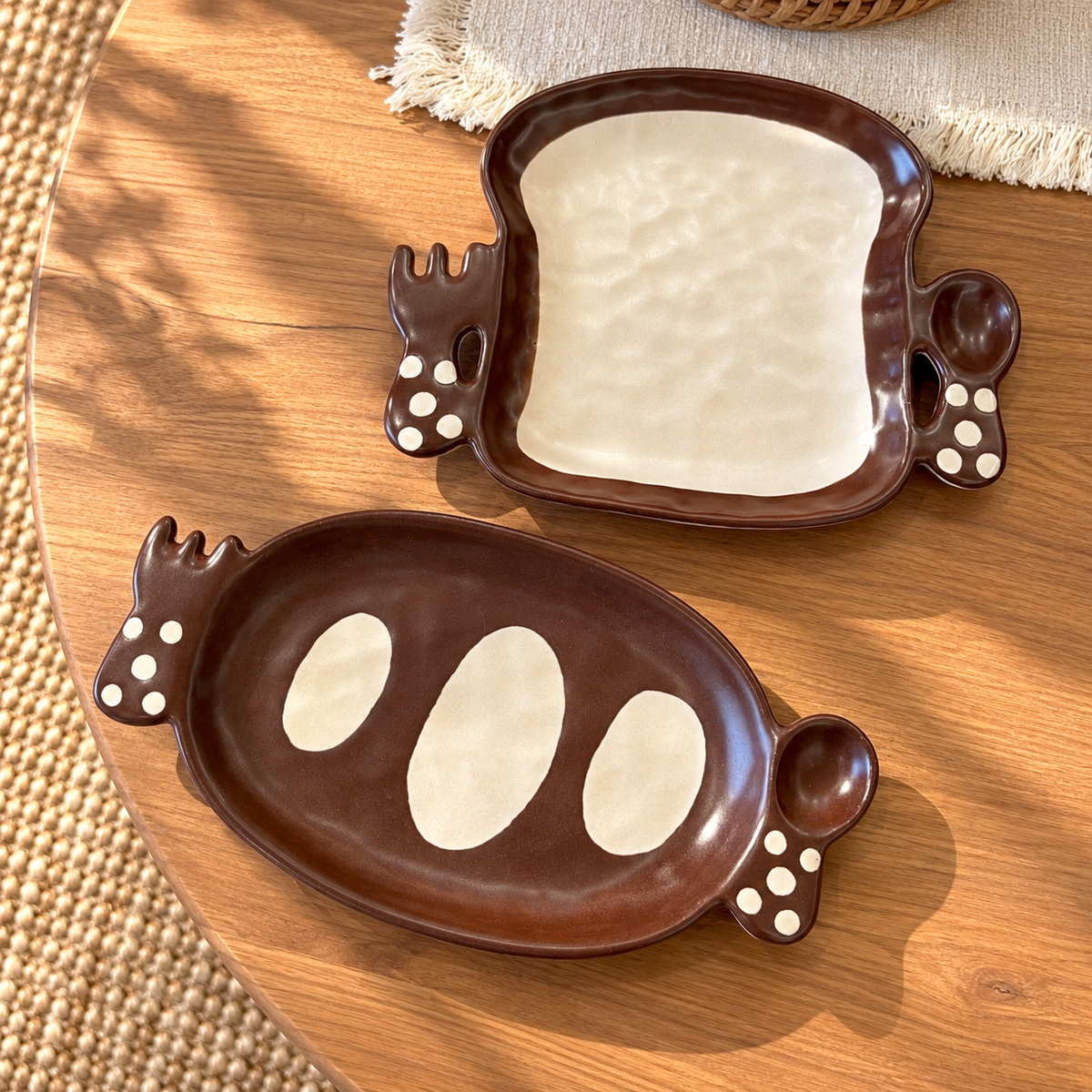 Vintage Baguette & Toast Ceramic Breakfast Plate