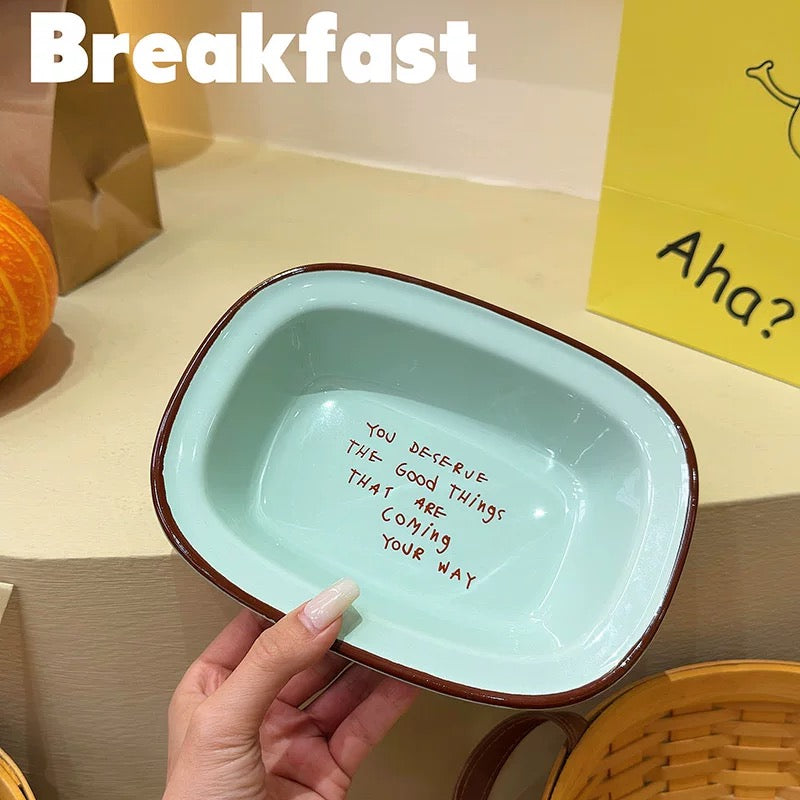 Pastel Colors Ceramic Breakfast Plate, 8-Inch