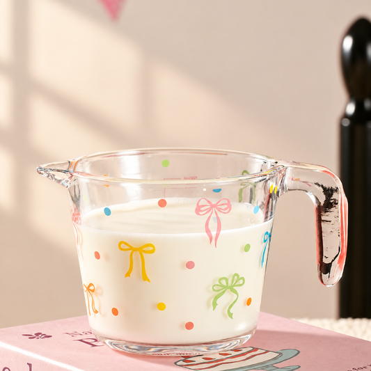 Colourful Bow Borosilicate Glass Measuring Cup – 650ML