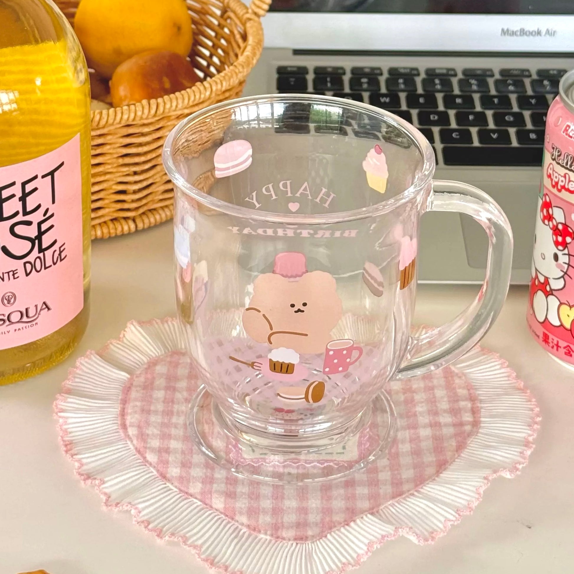 Birthday Bear Glass Mug with Handle - 450ML