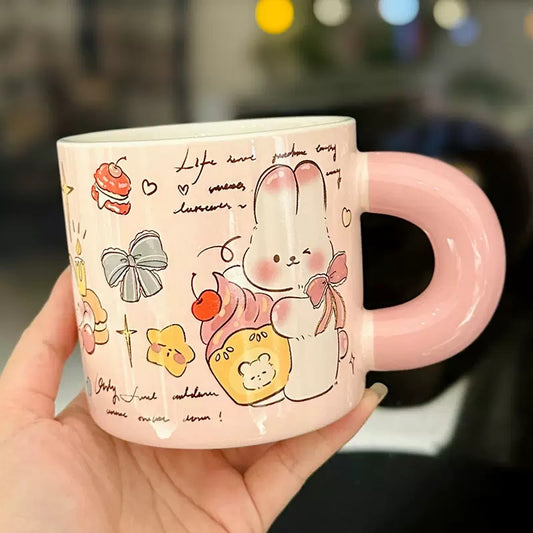 Cute Bunny & Bear Ceramic Mug – 450ML Capacity