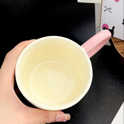 Cute Strawberry Cat Ceramic Mug with Large Handle, 300ML