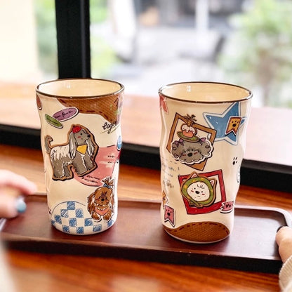 Vintage Brown Puppy Ceramic Mug - 380ML Capacity