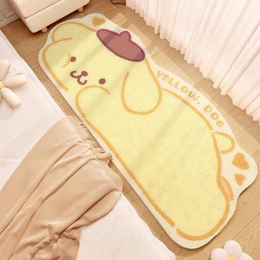 Pudding Dog Plush Bedside Rug | 50x120cm Ultra-Soft Short Plush Carpet