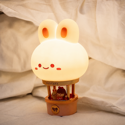 Fantasy Bunny Hot Air Balloon Night Light | Adjustable Brightness, USB Charging