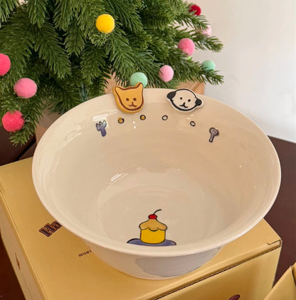 Cartoon Puppy Ceramic Yogurt Bowl | Gift-Ready Packaging
