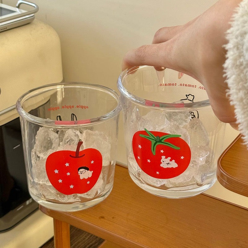 Tomato & Apple Puppy Short Glass Tumbler – 400ML