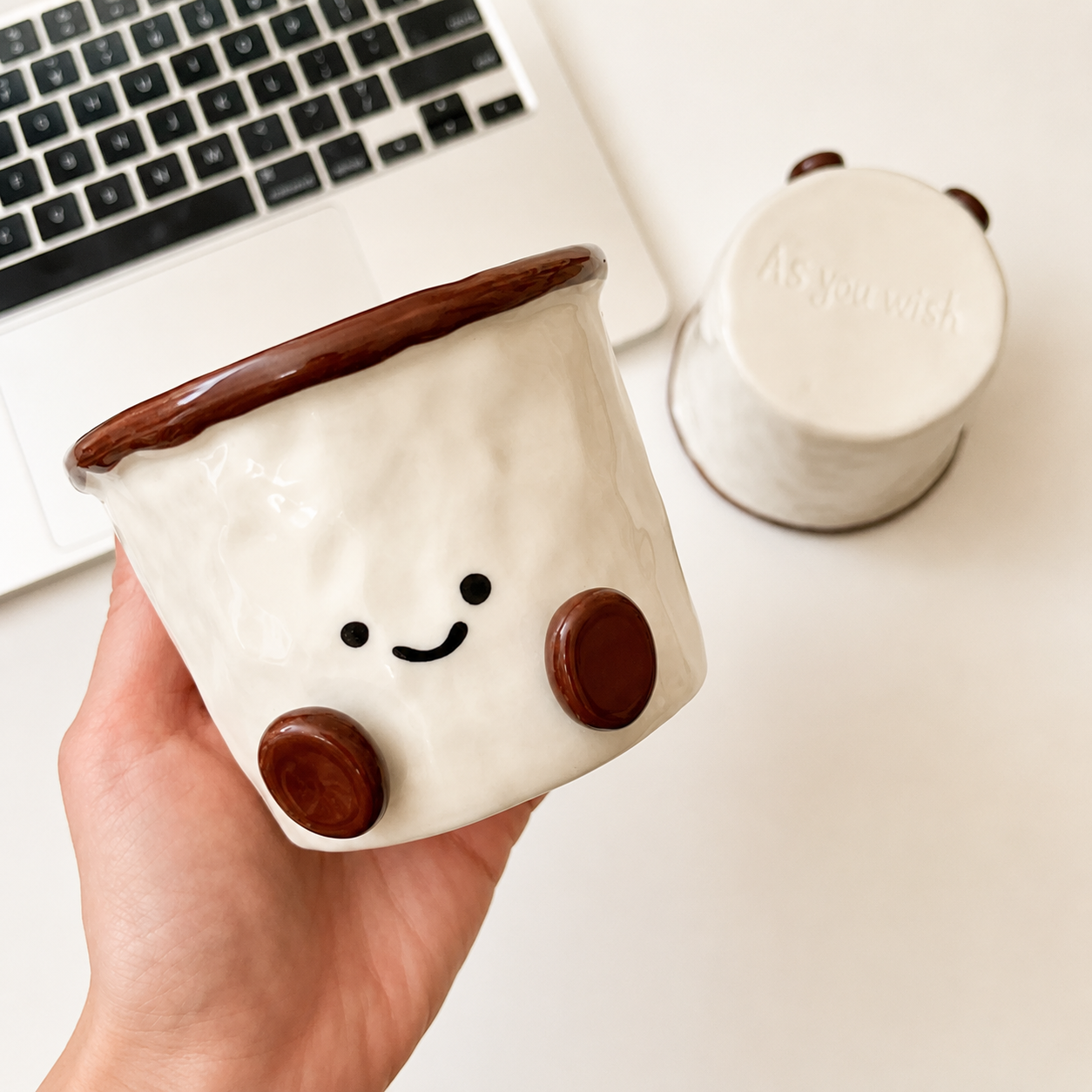 Hand-Painted Cocoa Bean Ceramic Coffee Mug - 280ML