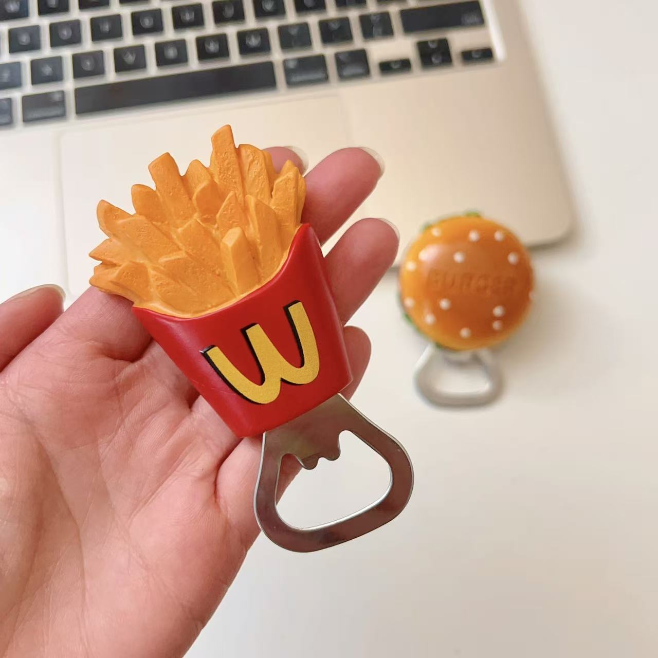 Burger & Fries Fridge Magnet Bottle Opener