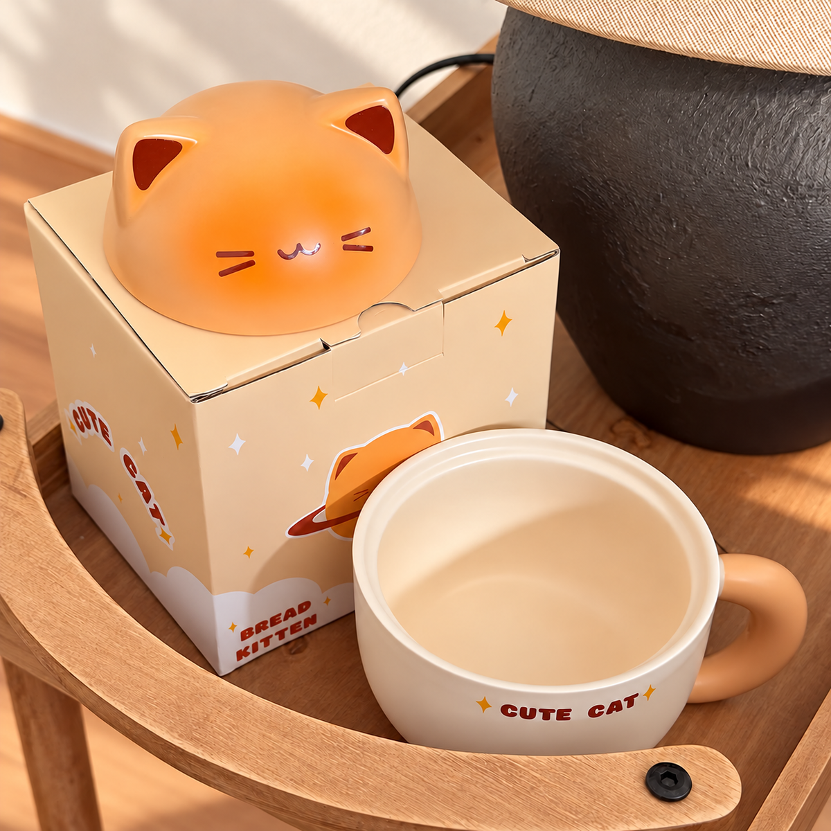 Bread Kitten Ceramic Straw Cup with Lid – 300ML