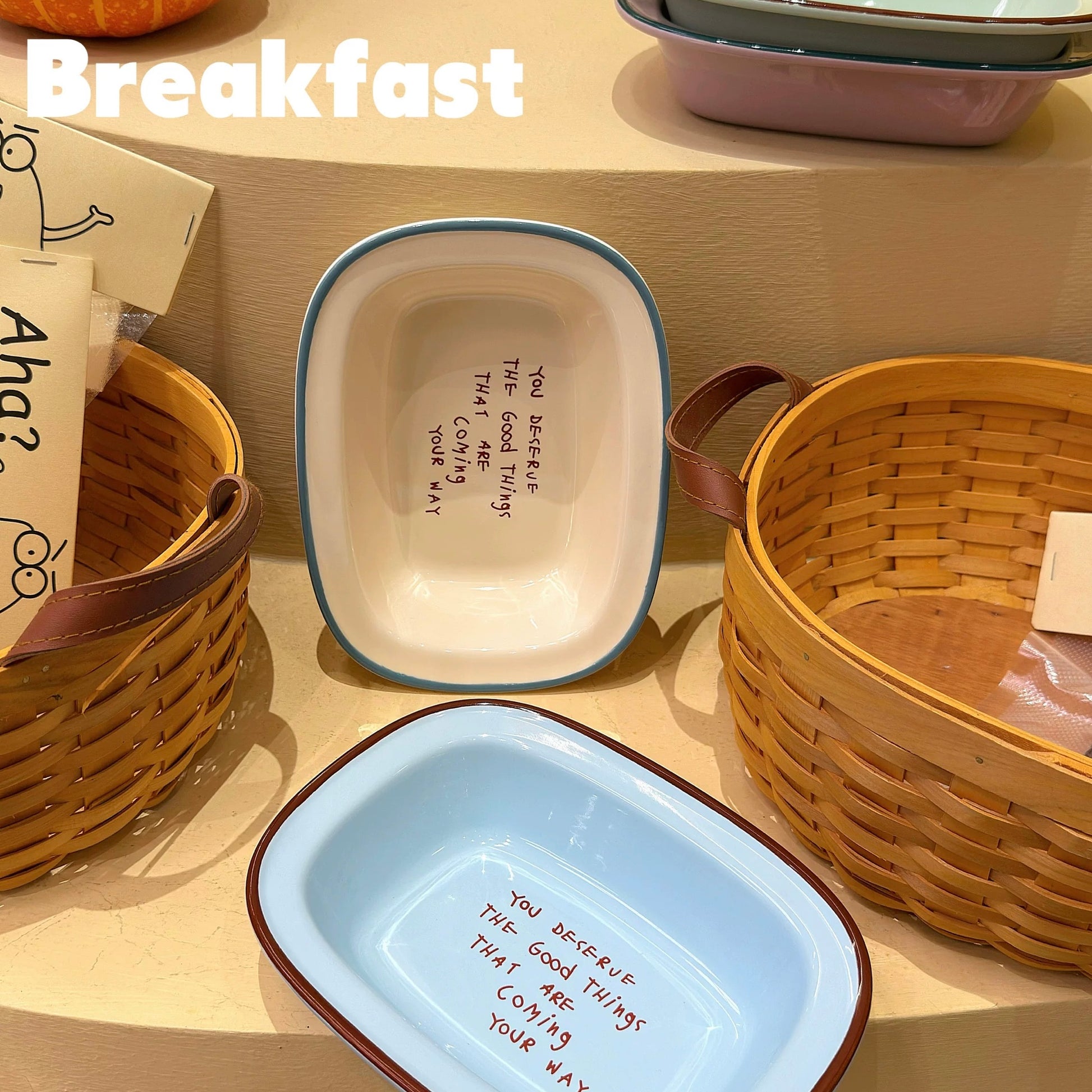 Pastel Colors Ceramic Breakfast Plate, 8-Inch