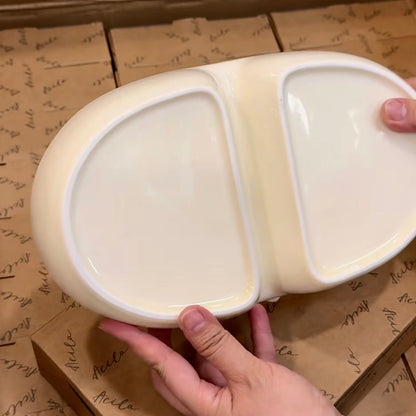 Bow Bunny Ceramic Divided Plate, 10-Inch