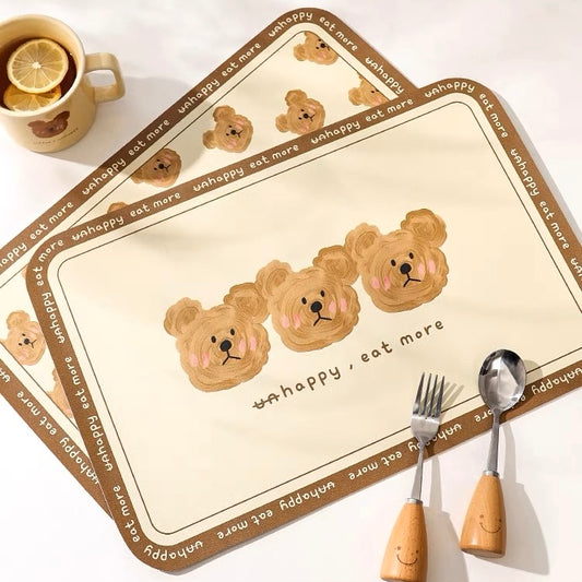 Emo Bear Waterproof Leather Placemat – 4 Styles
