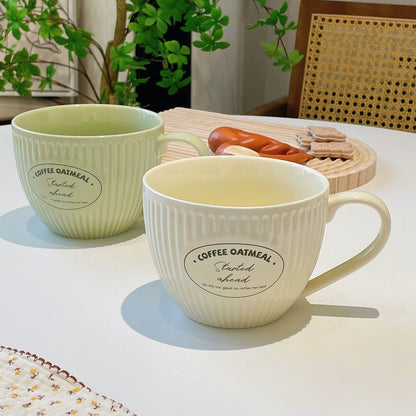 Cream-Style Oatmeal Breakfast Mug – 600ml Ceramic Cup for Yogurt & Oats