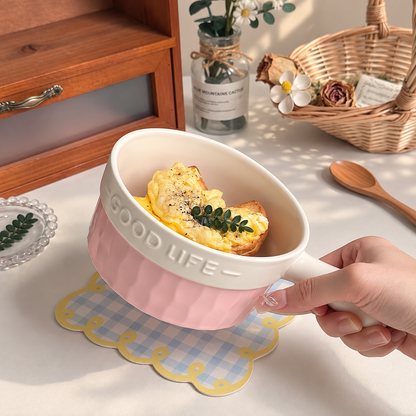 Good Life Morandi Ceramic Baking Bowl with Handle – 600ML