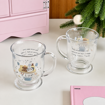 Cosy Snowman Glass Mug with Handle – 450ML