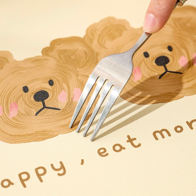 Emo Bear Waterproof Leather Placemat – 4 Styles