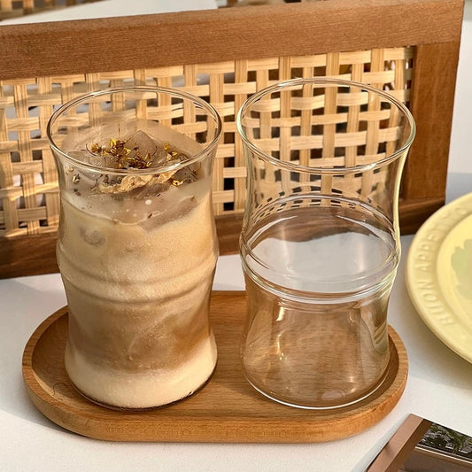 Bamboo-Shaped Glass Cup – 400ML Capacity