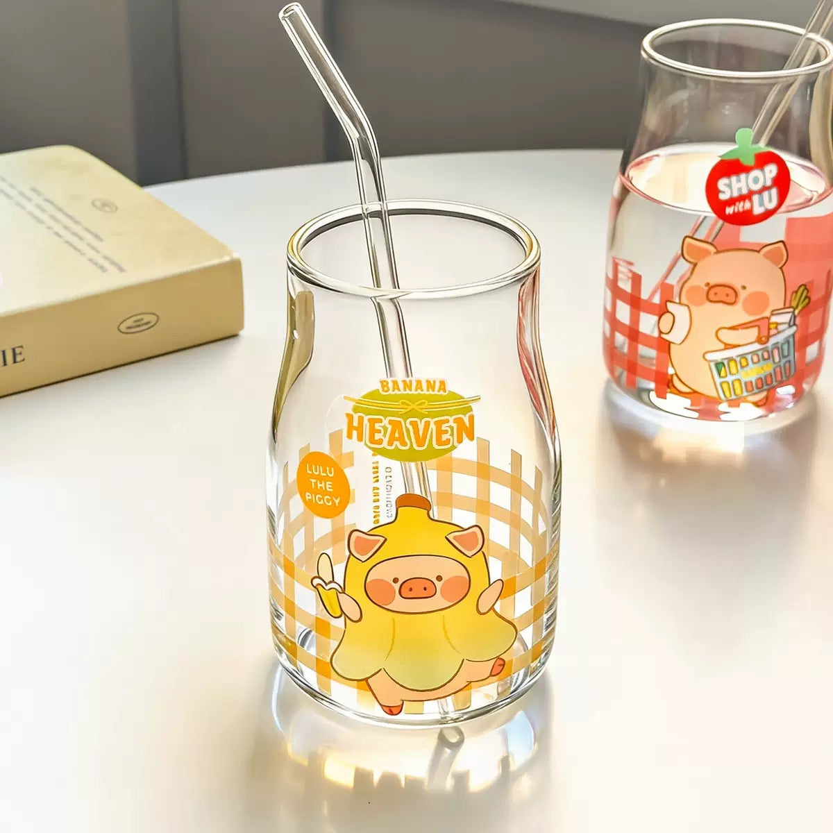 Lulu the Piggy Glass Pitcher with Straw – 500ML