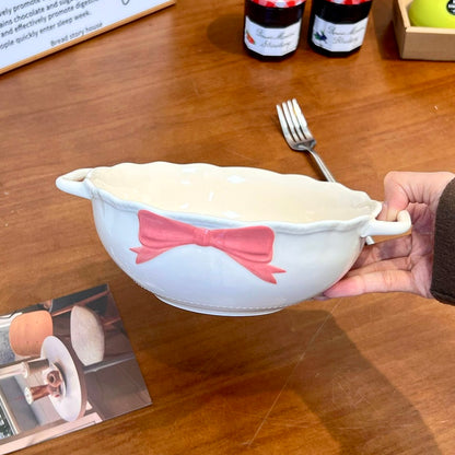 Creamy Bow Double Handle Soup Bowl – 900ML
