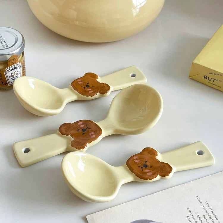 Teddy Emo Bear Ceramic Spoon