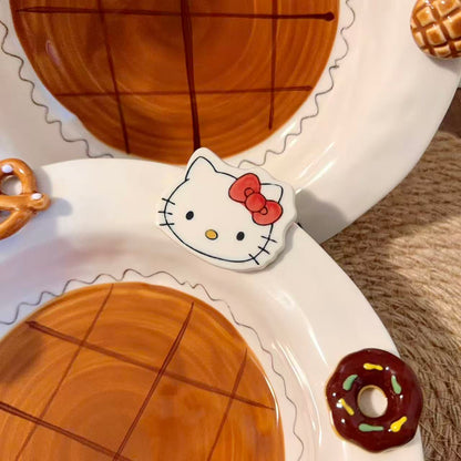 Caramel Kitty Hand-Painted Ceramic Deep Plate, 8.2-Inch