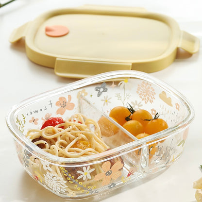 Spring Floral Glass Food Container – 800ML Bento Box